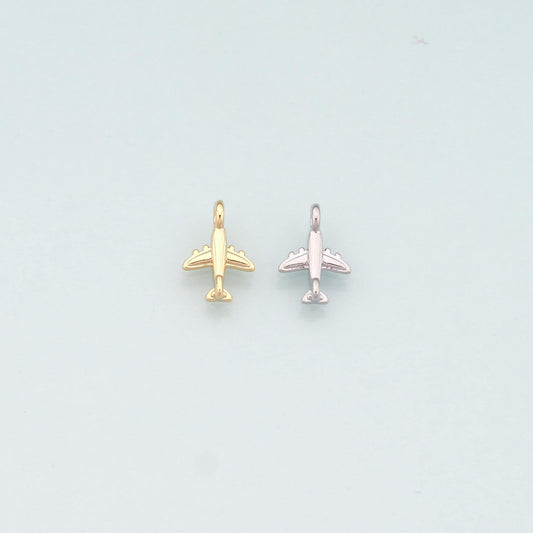 18K Gold Filled Airplane Pendant,Dainty Airplane Charm Bracelet Necklace for DIY Jewelry Making Supply
