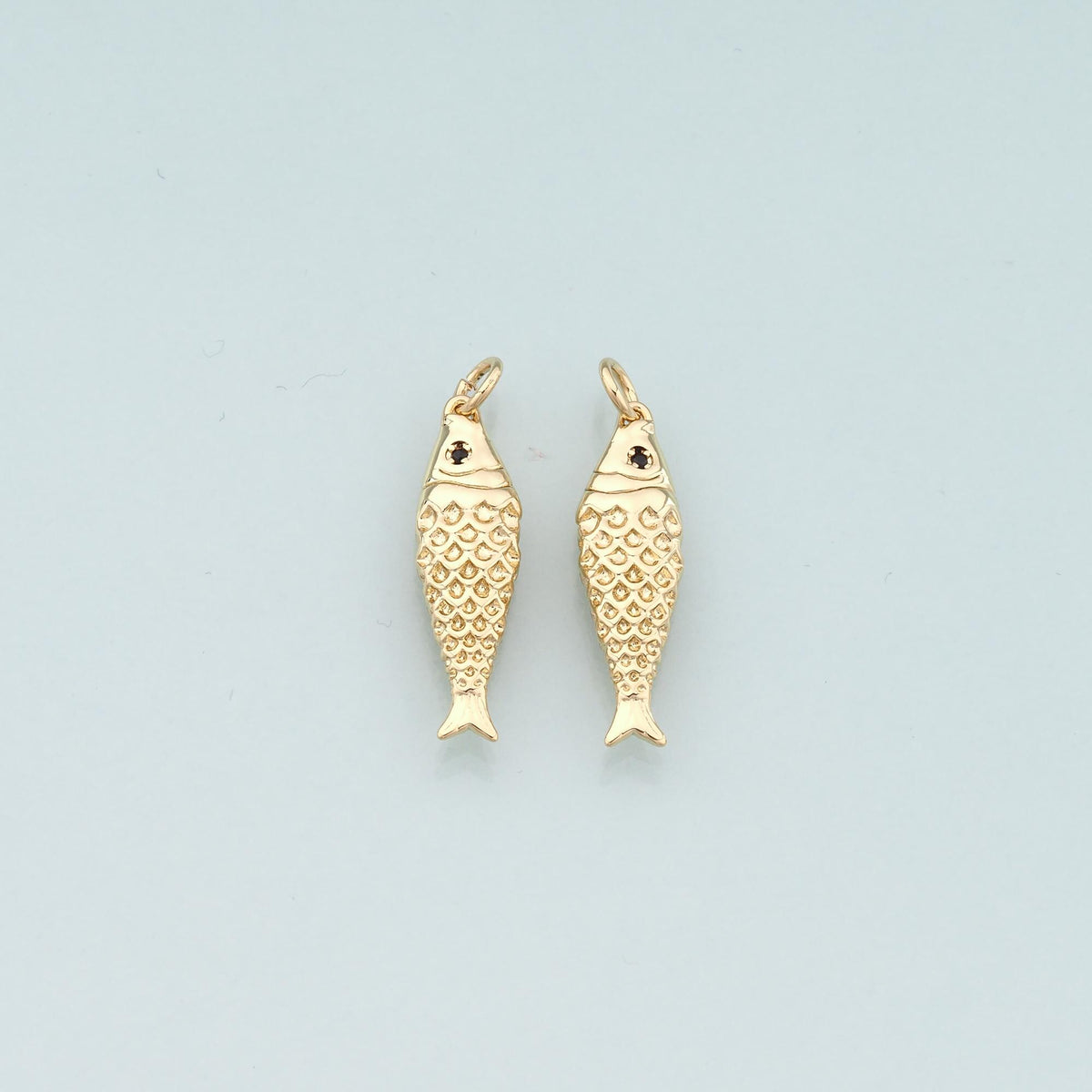 Gold Fish Charms,18K Gold Filled Fish Pendant,Ocean Charm Bracelet Necklace for DIY Jewelry Making Supply (25x6mm)