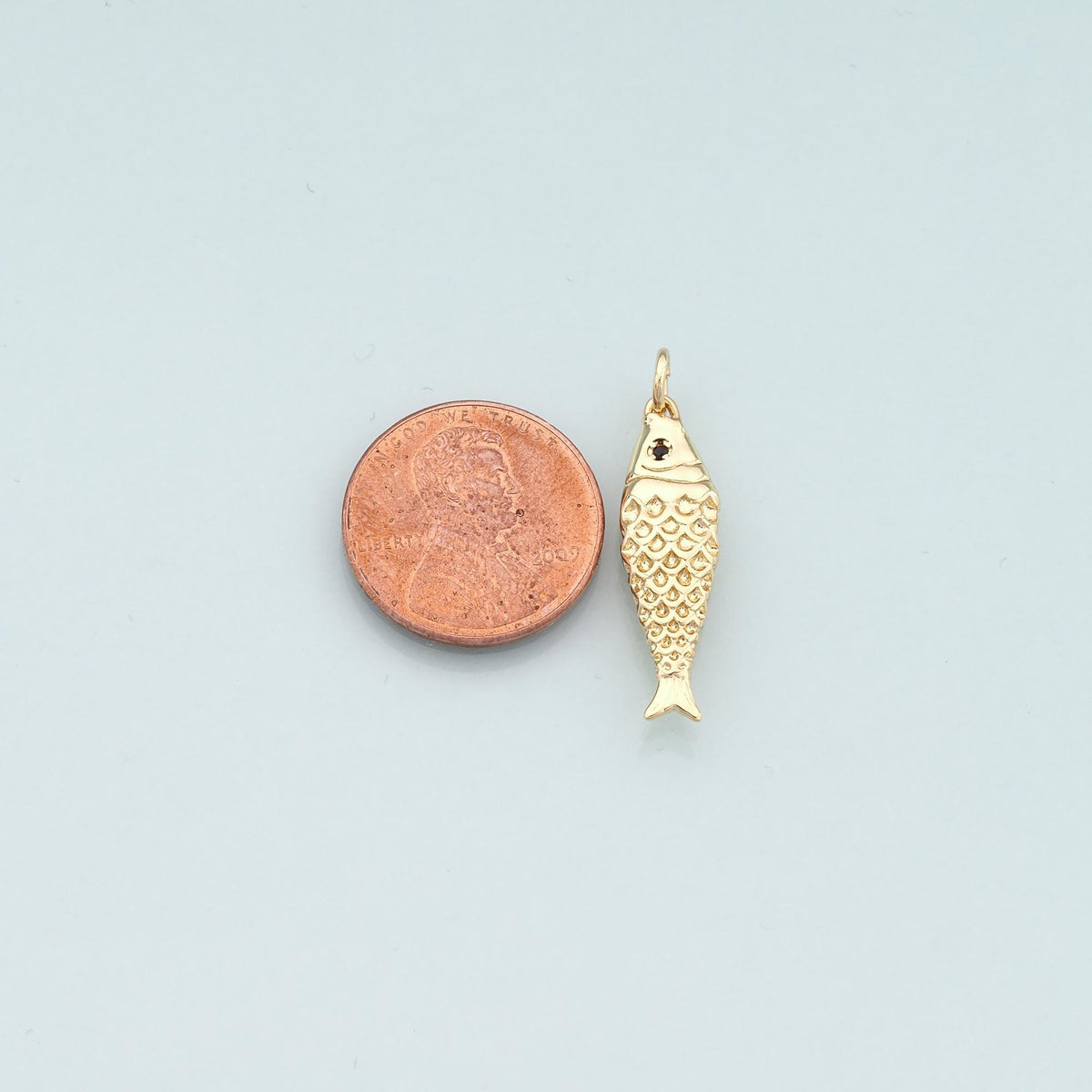 Gold Fish Charms,18K Gold Filled Fish Pendant,Ocean Charm Bracelet Necklace for DIY Jewelry Making Supply (25x6mm)