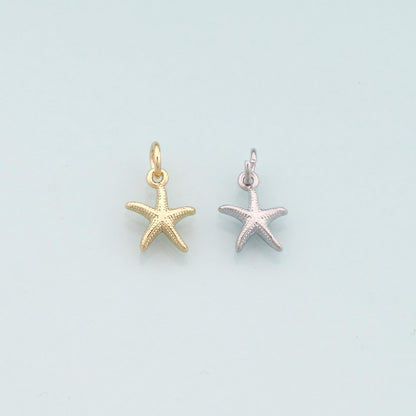 Gold Starfish Charms,18K Gold Filled Sea Star Pendant,Starfish Charm Bracelet Necklace for DIY Jewelry Making Supply
