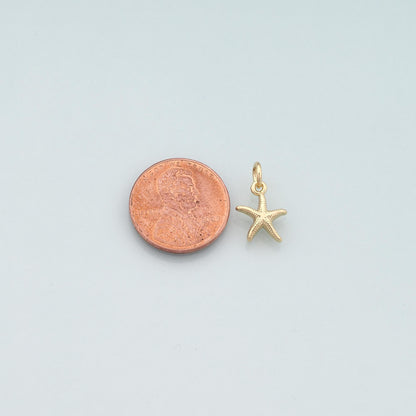 Gold Starfish Charms,18K Gold Filled Sea Star Pendant,Starfish Charm Bracelet Necklace for DIY Jewelry Making Supply