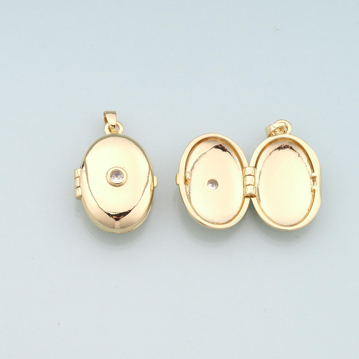 18K Gold Filled Openable Oval Pendant,Dainty Oval Charm Bracelet Necklace for DIY Jewelry Making Supply