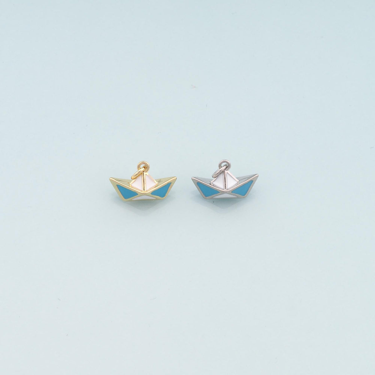 Gold Boat Charms,18K Gold Filled Sailboat Pendant,Enamel Navigation Charm Bracelet Necklace for DIY Jewelry Making Supply