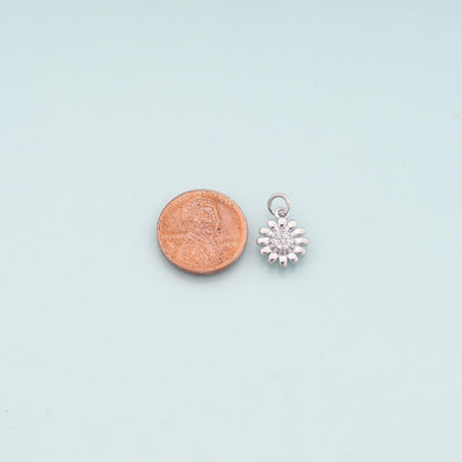 Gold Flower Charms,18K Gold Filled Flower Pendant,CZ Micro Pave Flower Charm Bracelet Necklace for DIY Jewelry Making Supply