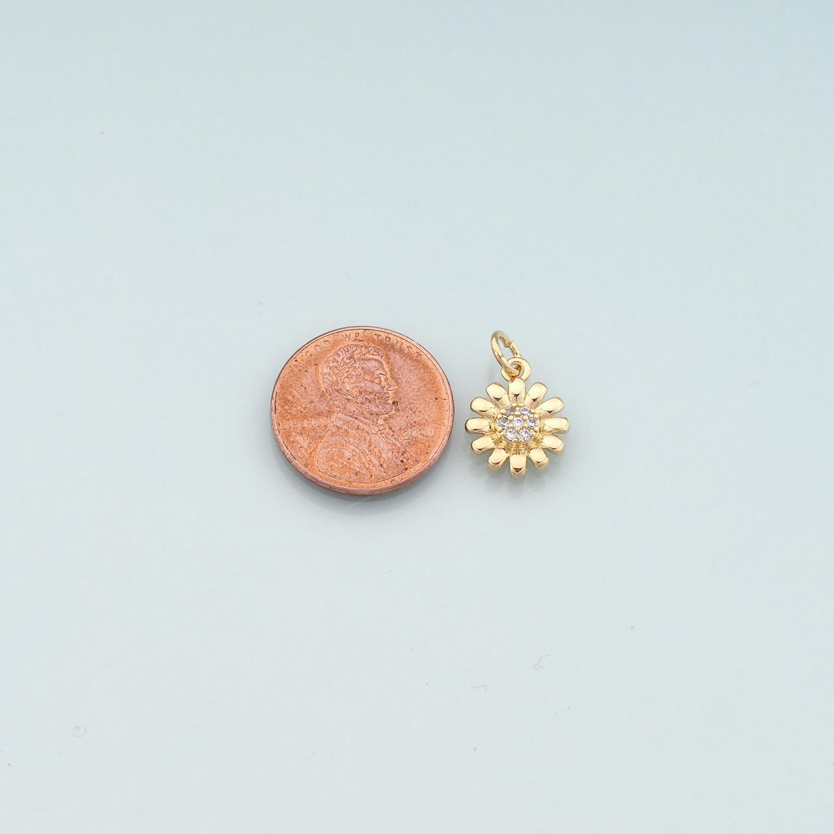 Gold Flower Charms,18K Gold Filled Flower Pendant,CZ Micro Pave Flower Charm Bracelet Necklace for DIY Jewelry Making Supply