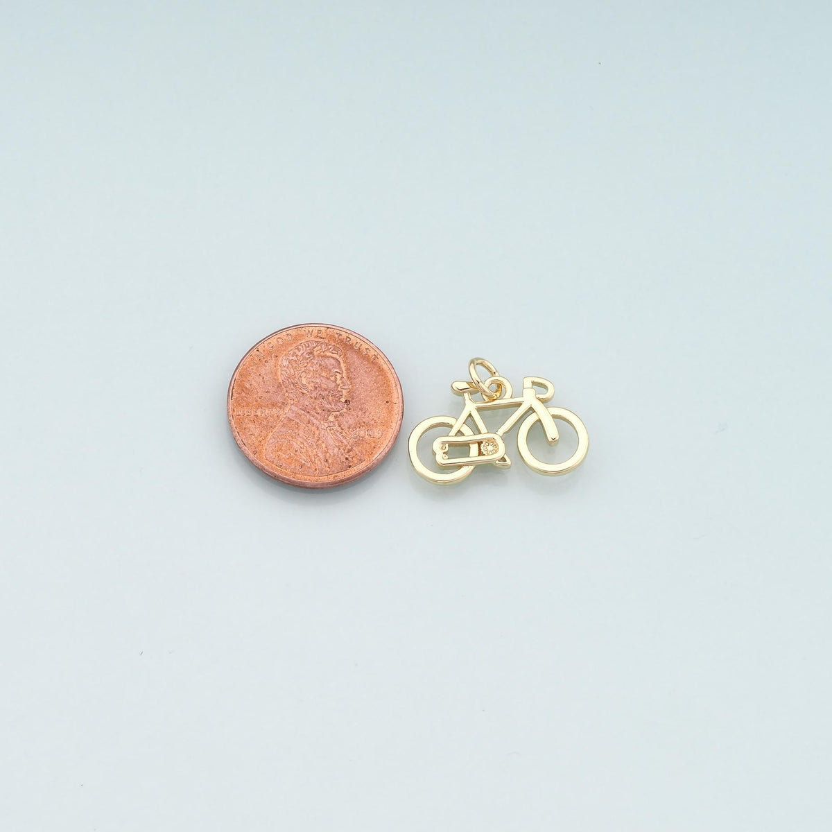 Gold Sports Charms,18K Gold Filled Bicycle Pendant,Bicycle Charm Bracelet Necklace for DIY Jewelry Making Supply