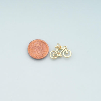 Gold Sports Charms,18K Gold Filled Bicycle Pendant,Bicycle Charm Bracelet Necklace for DIY Jewelry Making Supply