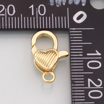 Gold Heart Clasp,18K Gold Filled Lobster Clasp Gold Lobster Claw for DIY Jewelry Finding Necklace Bracelet