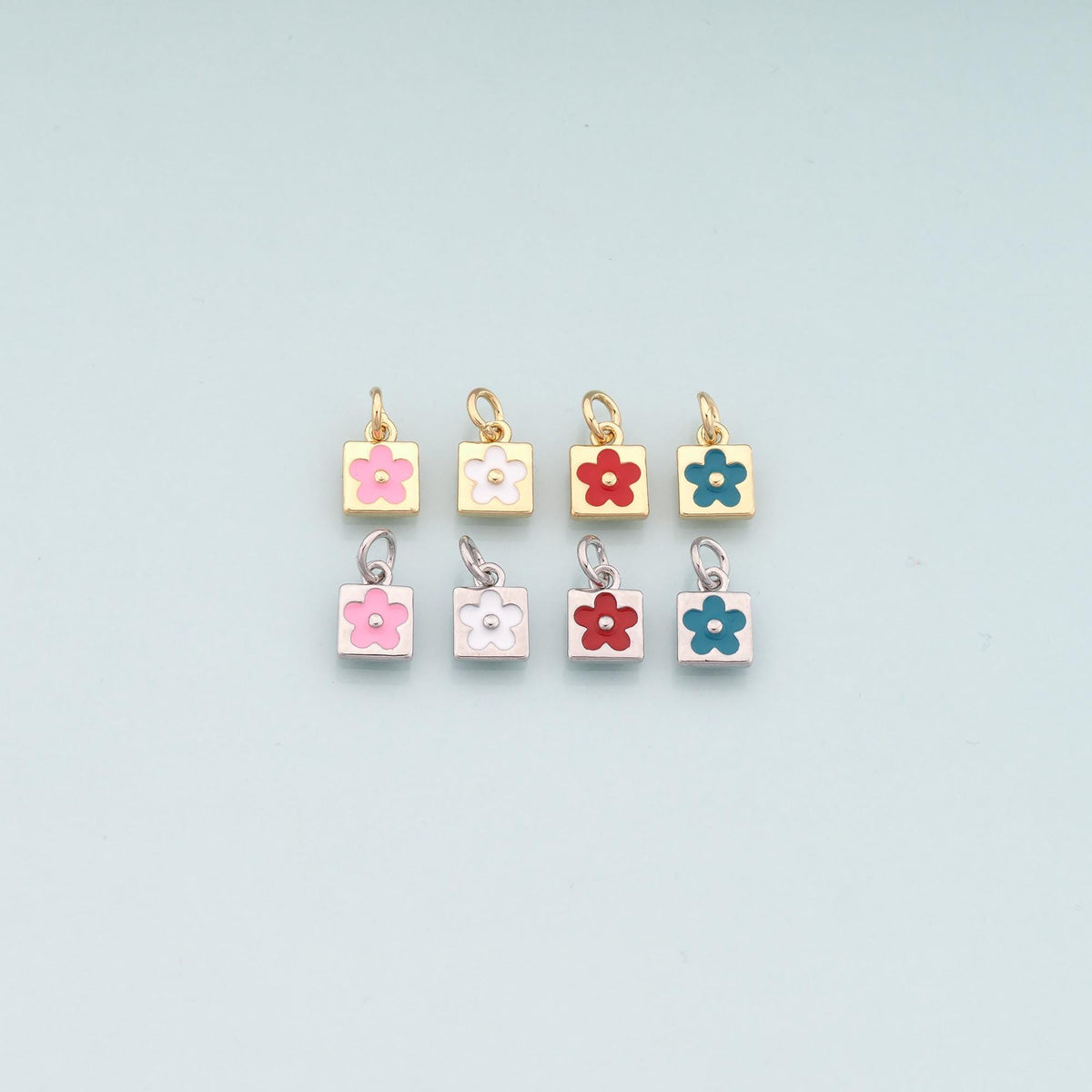 Gold Flower Charms,18K Gold Filled Flower Pendant,Enamel Flower Charm Bracelet Necklace for DIY Jewelry Making Supply