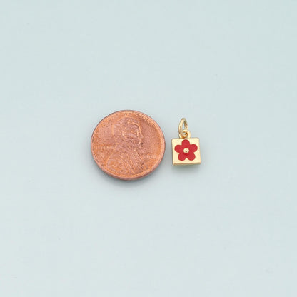 Gold Flower Charms,18K Gold Filled Flower Pendant,Enamel Flower Charm Bracelet Necklace for DIY Jewelry Making Supply