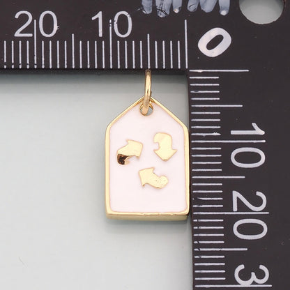 18K Gold Filled Recycle Symbol Pendant,Enamel Recycle Charm Bracelet Necklace for DIY Jewelry Making Supply