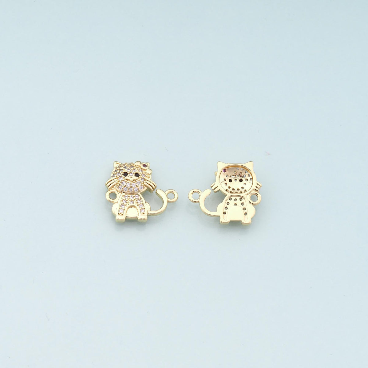 18K Gold Filled Cubic Zirconia Cat Connector for Jewelry Making