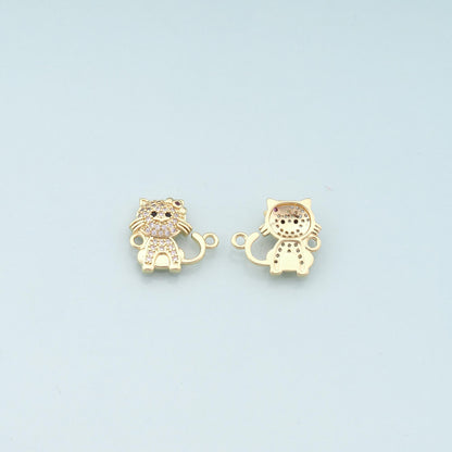 18K Gold Filled Cubic Zirconia Cat Connector for Jewelry Making