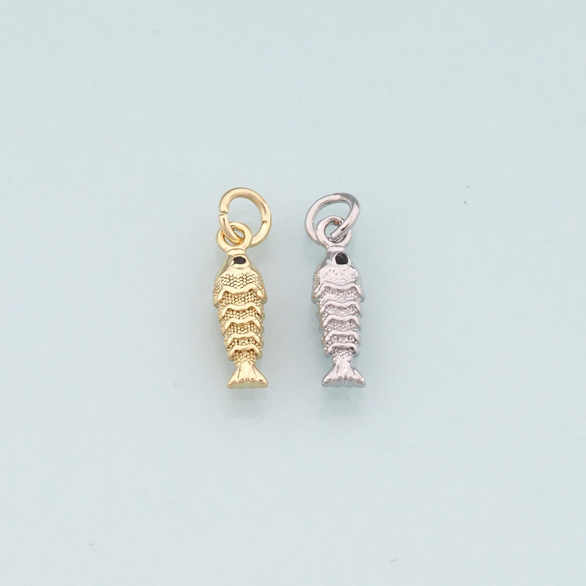 Gold Fish Charms,18K Gold Filled Fish Pendant,Ocean Charm Bracelet Necklace for DIY Jewelry Making Supply