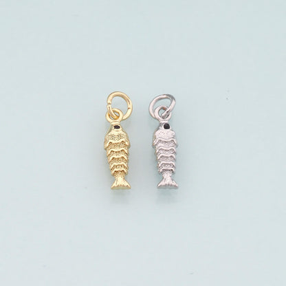 Gold Fish Charms,18K Gold Filled Fish Pendant,Ocean Charm Bracelet Necklace for DIY Jewelry Making Supply