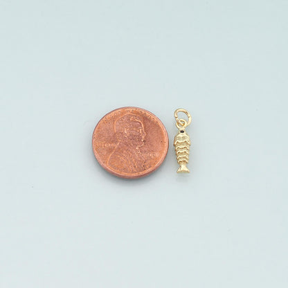 Gold Fish Charms,18K Gold Filled Fish Pendant,Ocean Charm Bracelet Necklace for DIY Jewelry Making Supply