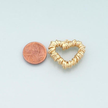 18K Gold Filled Heart Charm Pendant for Jewelry Making