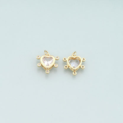 Gold Heart Charms,18K Gold Filled Heart Pendant,Dainty Heart Charm Bracelet Necklace for DIY Jewelry Making Supply