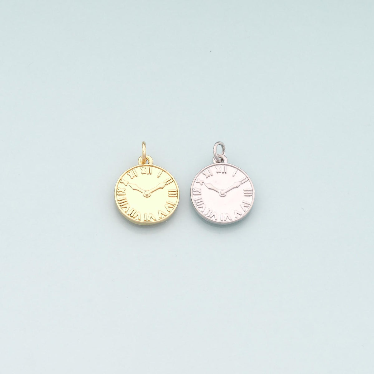 Gold Time Charms,18K Gold Filled Clock Pendant,Clock Charm Bracelet Necklace for DIY Jewelry Making Supply