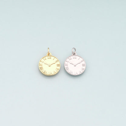 Gold Time Charms,18K Gold Filled Clock Pendant,Clock Charm Bracelet Necklace for DIY Jewelry Making Supply