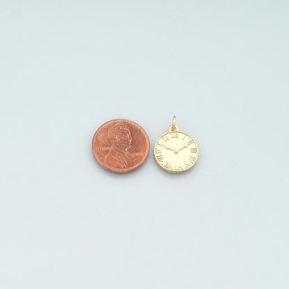 Gold Time Charms,18K Gold Filled Clock Pendant,Clock Charm Bracelet Necklace for DIY Jewelry Making Supply