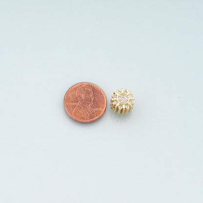 Gold Sun Spacer Beads Charms,18K Gold Filled Sun Bracelet Necklace for DIY Jewelry Making Supply