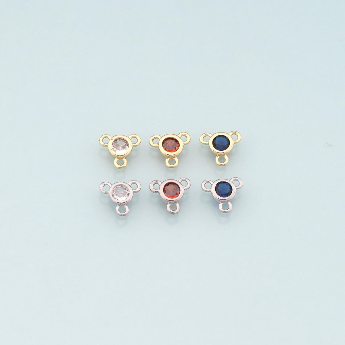 Gold Connector Charm,18K Gold Filled Round Pendant,CZ Micro Pave Round Charm Bracelet Necklace for DIY Jewelry Making Supply