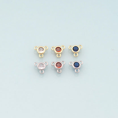 Gold Connector Charm,18K Gold Filled Round Pendant,CZ Micro Pave Round Charm Bracelet Necklace for DIY Jewelry Making Supply