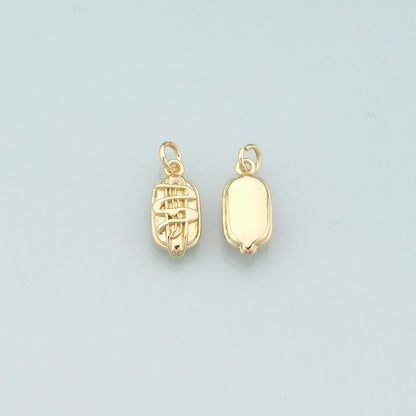 18K Gold Filled Hot Dog Pendant,Dainty Beard Charm Bracelet Necklace for DIY Jewelry Making Supply