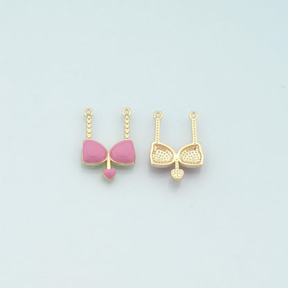 18K Gold Filled Bikini Pendant,Enamel Bikini Charm Bracelet Necklace for DIY Jewelry Making Supply