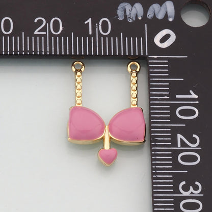 18K Gold Filled Bikini Pendant,Enamel Bikini Charm Bracelet Necklace for DIY Jewelry Making Supply