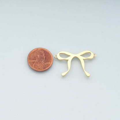 18K Gold Filled Bow Connector Charm,Bow Tie Charm Bracelet Necklace for DIY Jewelry Making Supply
