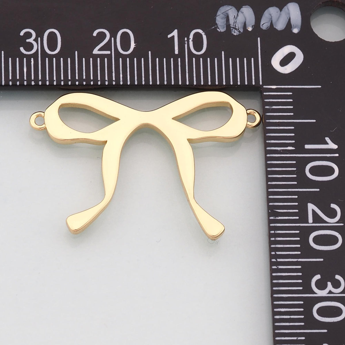 18K Gold Filled Bow Connector Charm,Bow Tie Charm Bracelet Necklace for DIY Jewelry Making Supply