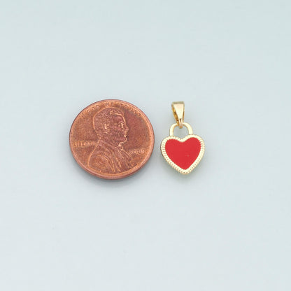 Gold Heart Charms,18K Gold Filled Heart Pendant,Enamel Heart Charm Bracelet Necklace for DIY Jewelry Making Supply