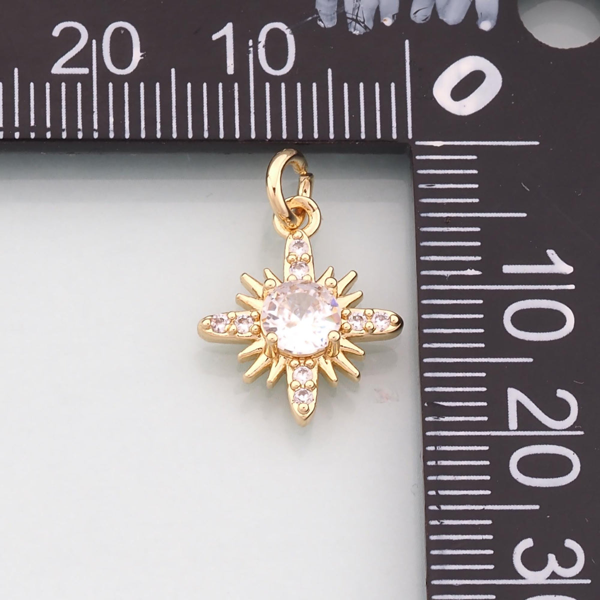 Gold Celestial Charms,18K Gold Filled Star Pendant,CZ Micro Pave North Star Charm Bracelet Necklace for DIY Jewelry Making Su