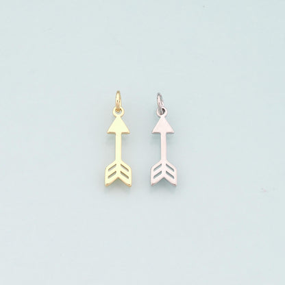 18K Gold Filled Arrow Pendant,Dainty Arrow Charm Bracelet Necklace for DIY Jewelry Making Supply