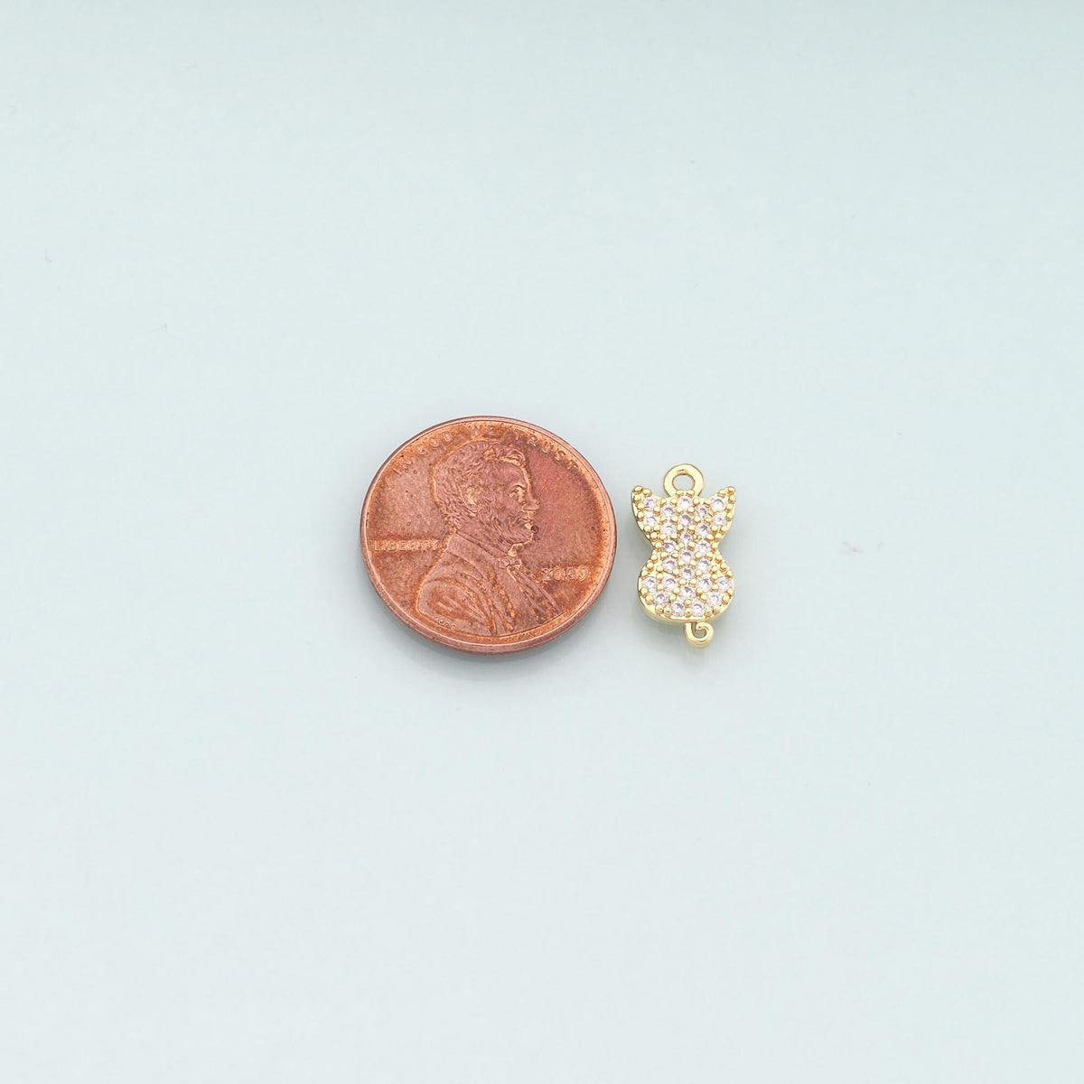 Gold Cat Charms,18K Gold Filled Cat Pendant,CZ Micro Pave Cat Charm Bracelet Necklace for DIY Jewelry Making Supply