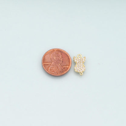 Gold Cat Charms,18K Gold Filled Cat Pendant,CZ Micro Pave Cat Charm Bracelet Necklace for DIY Jewelry Making Supply