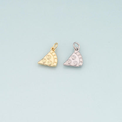 Gold Pizza Charms,18K Gold Filled Pizza Pendant,Dainty Gourmet Food Charm Bracelet Necklace for DIY Jewelry Making Supply