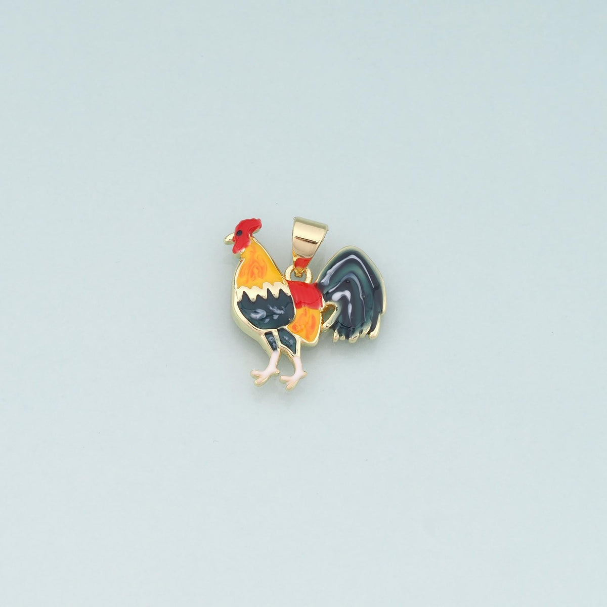 Gold Rooster Charms,18K Gold Filled Rooster Pendant,Enamel Animal Charm Bracelet Necklace for DIY Jewelry Making Supply