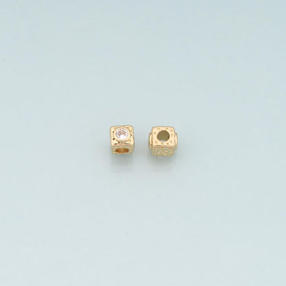 18K Gold Filled Square Spacer Beads Bracelet Necklace for DIY Jewelry Making Supply