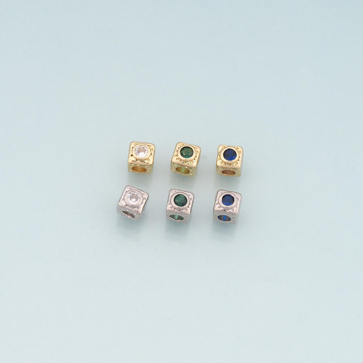 18K Gold Filled Square Spacer Beads Bracelet Necklace for DIY Jewelry Making Supply