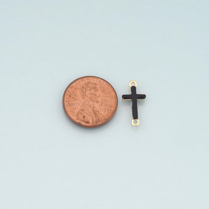 18K Gold Filled Enamel Cross Connector for Jewelry Making