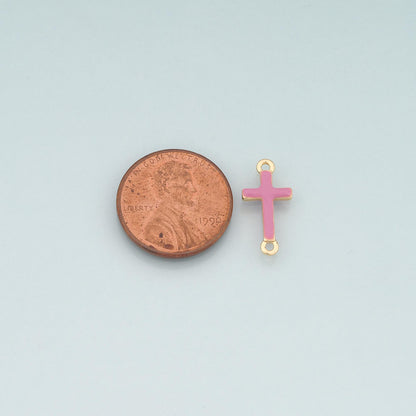18K Gold Filled Enamel Cross Connector for Jewelry Making