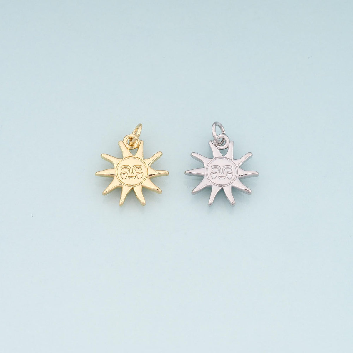 Gold Sun Charms,18K Gold Filled Sun Pendant,Celestial Charm Bracelet Necklace for DIY Jewelry Making Supply