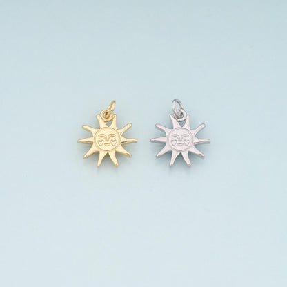 Gold Sun Charms,18K Gold Filled Sun Pendant,Celestial Charm Bracelet Necklace for DIY Jewelry Making Supply