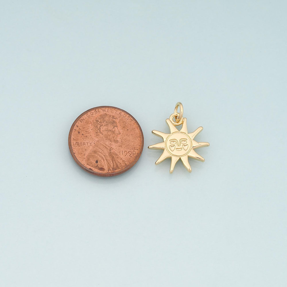 Gold Sun Charms,18K Gold Filled Sun Pendant,Celestial Charm Bracelet Necklace for DIY Jewelry Making Supply