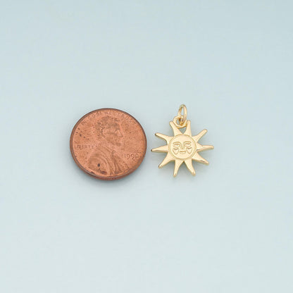 Gold Sun Charms,18K Gold Filled Sun Pendant,Celestial Charm Bracelet Necklace for DIY Jewelry Making Supply