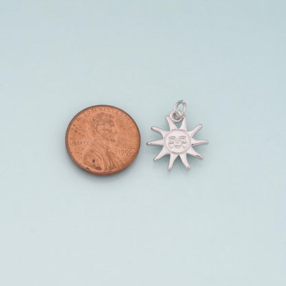 Gold Sun Charms,18K Gold Filled Sun Pendant,Celestial Charm Bracelet Necklace for DIY Jewelry Making Supply