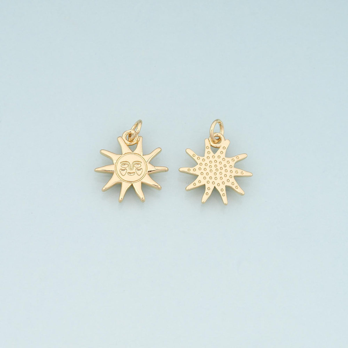 Gold Sun Charms,18K Gold Filled Sun Pendant,Celestial Charm Bracelet Necklace for DIY Jewelry Making Supply